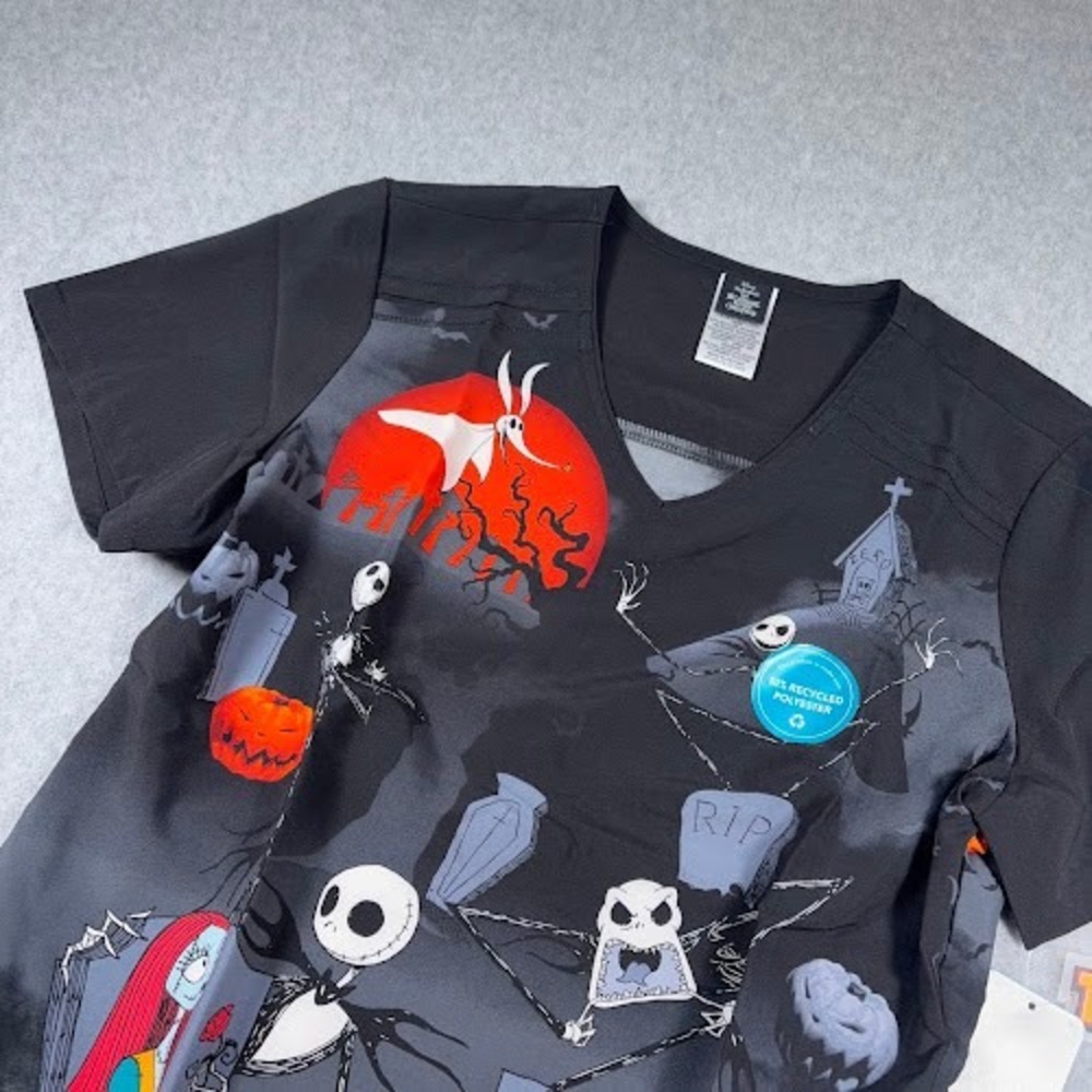Nightmare before Christmas Scrub Top Medium Cherokee Tooniforms‎ Jack Zero NWT